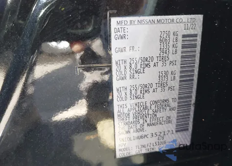 2023 Infiniti Qx60 Autograph Awd from USA, damaged, VIN 5N1DL1HU6PC352171